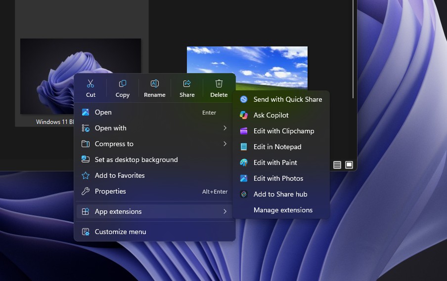 App extensions after the update
