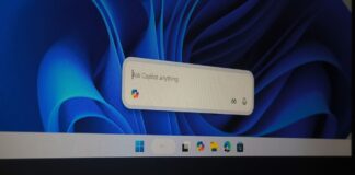 Ask Copilot's floating search box on the Windows 11 taskbar, which Microsoft has temporarily disabled