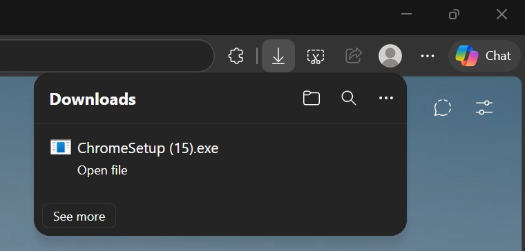 ChromeSetup in Microsoft Edge