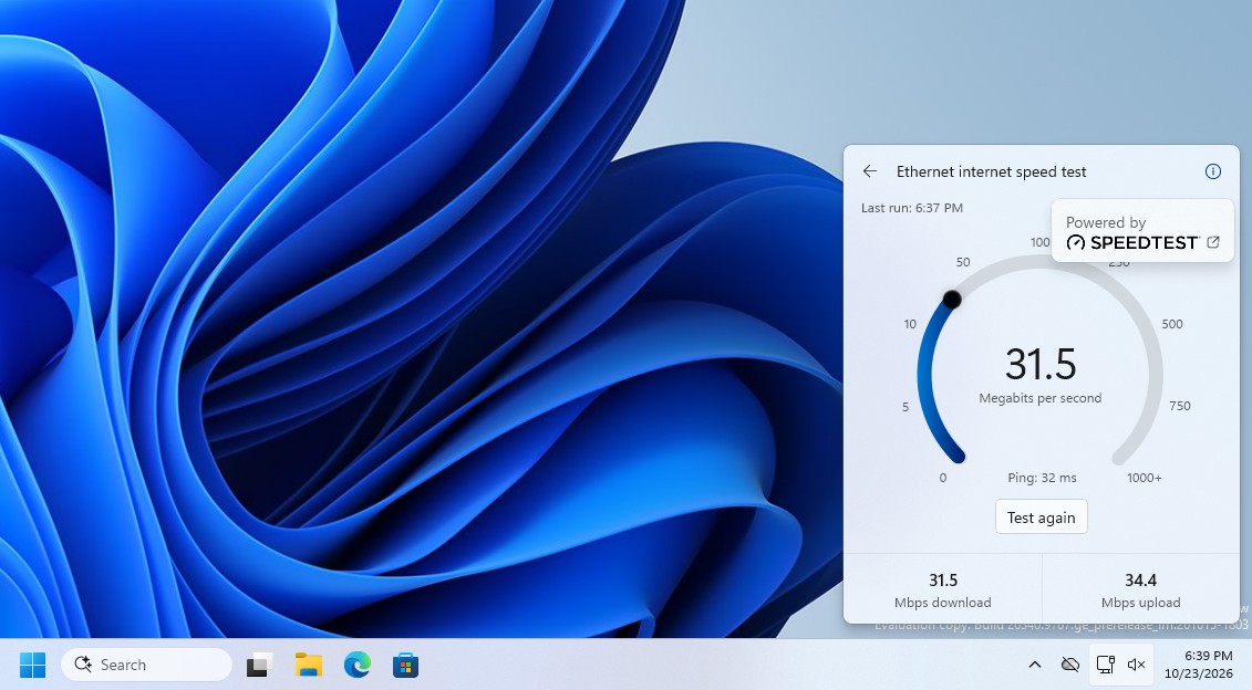 Clicking on the small i button at the top right shows that it is powered by SPEEDTEST