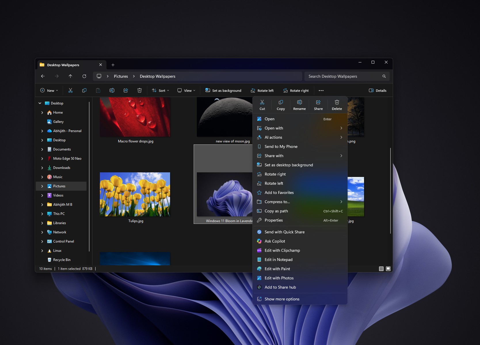 Context Menu before the update