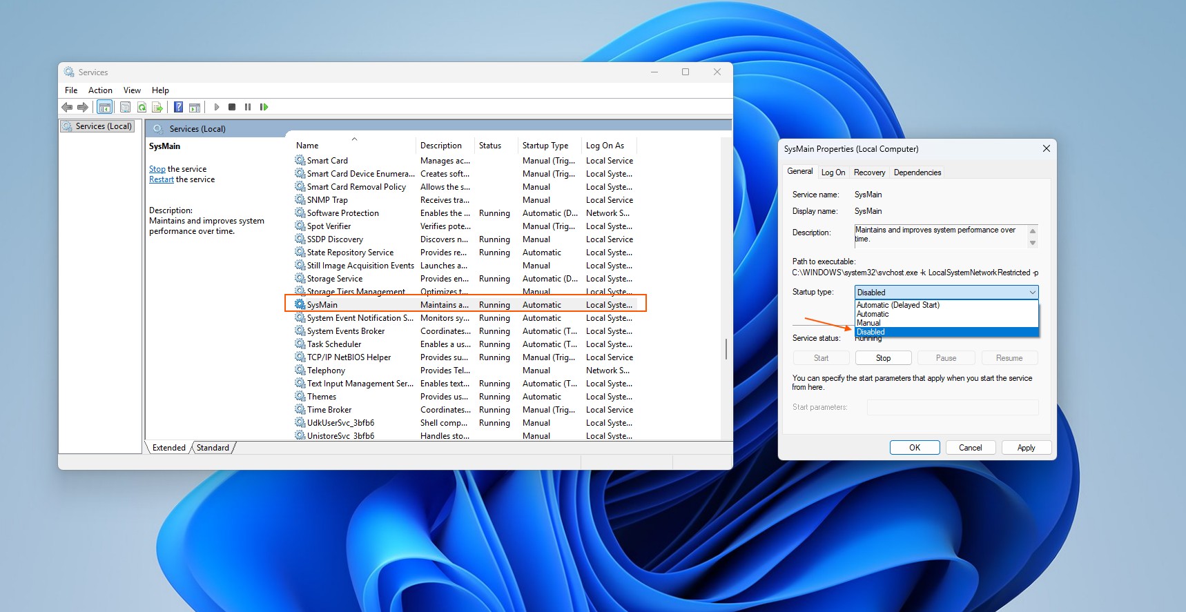 How to disable SysMain on a Windows 11 PC