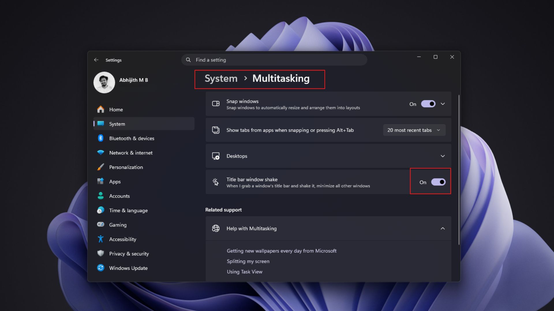 How to enable Windows 7's Aero Shake in Windows 11