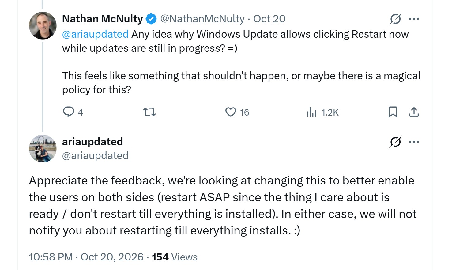 Microsoft confirms they are planning to change Restart now