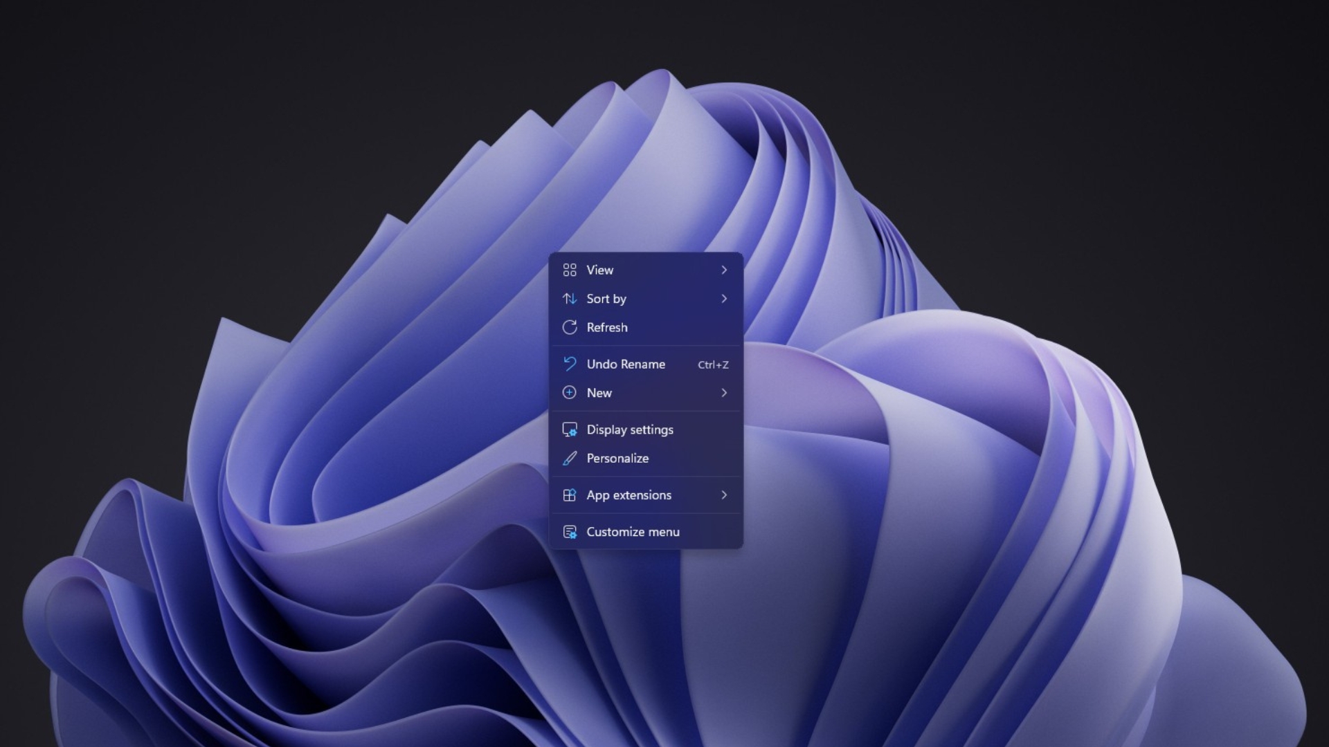 New Context menu on the Windows 11 Desktop