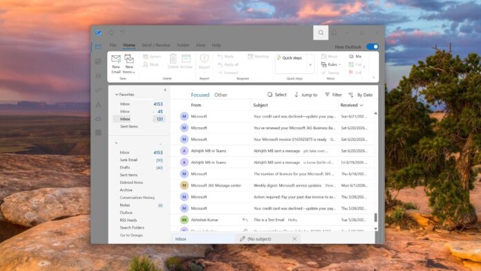 Microsoft добавила тему в стиле Outlook Classic в приложение New Outlook Интерфейс New Outlook с активированной классической темой оформления