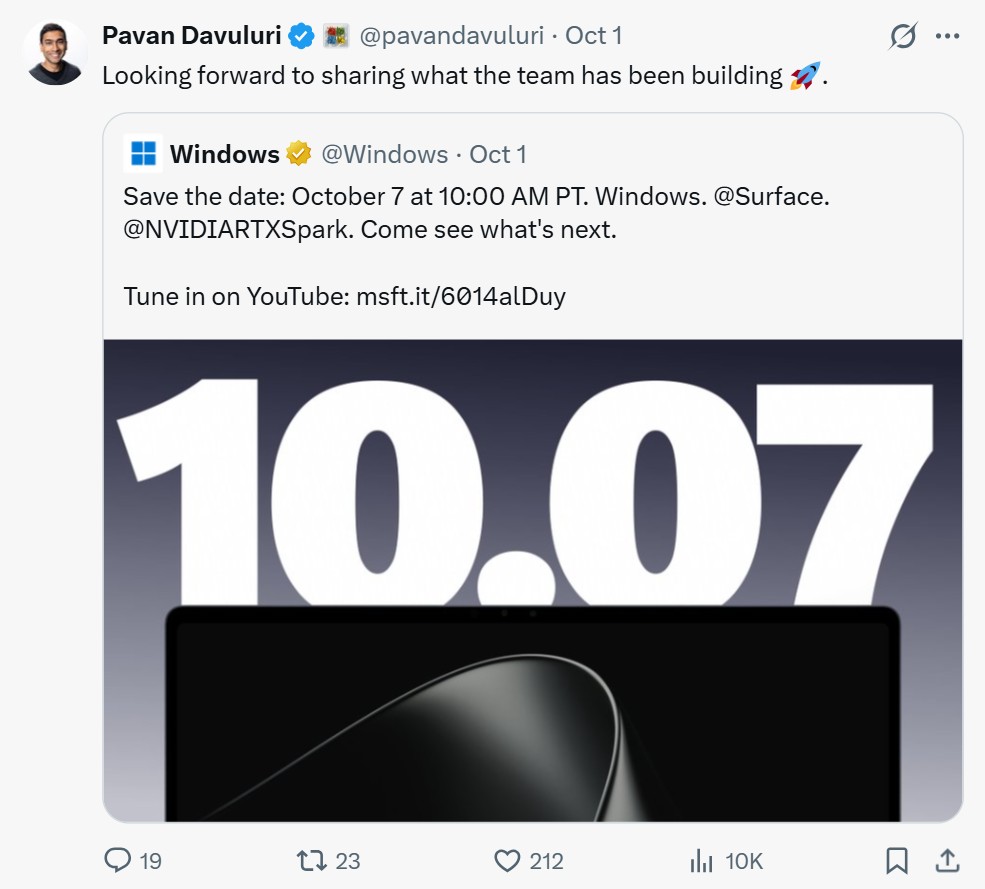 Pavan Davuluri repost about October 7 event