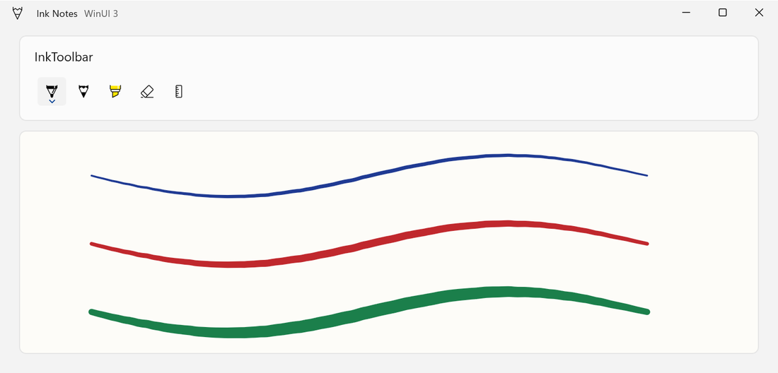 Pen strokes at increasing widths with InkToolbar in WinUI 3