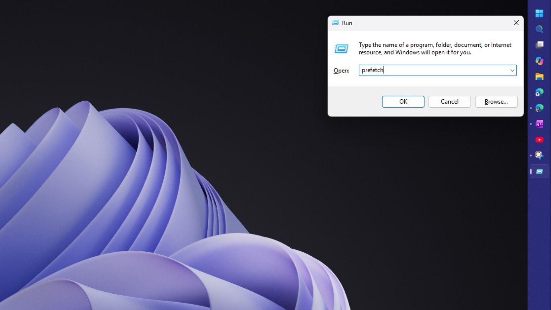 Prefetch in Run dialog