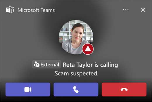 Screenshot of a Scam suspected call in Microsoft Teams