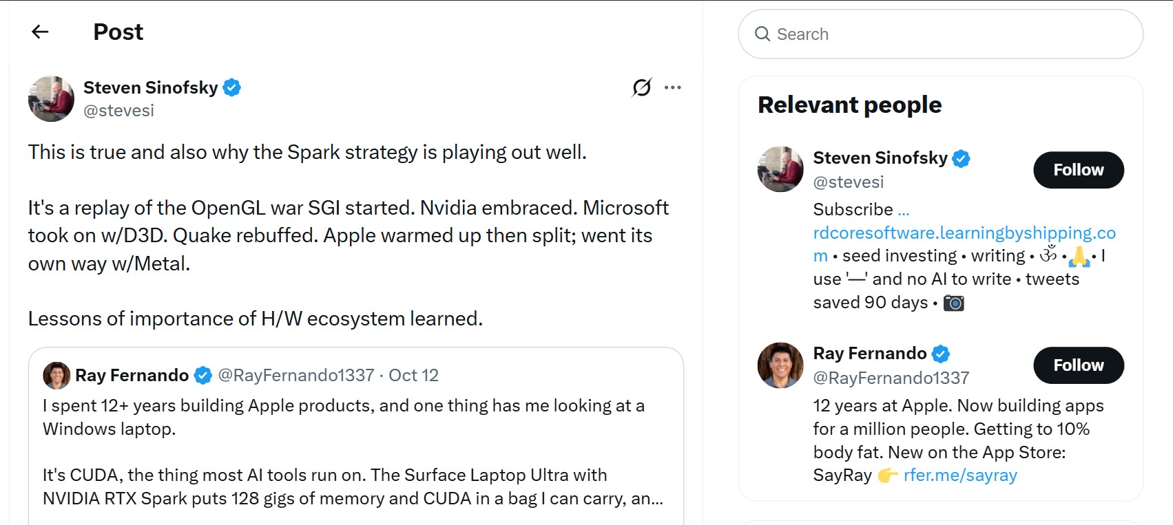 Steven Sinofsky reminisces the OpenGL war