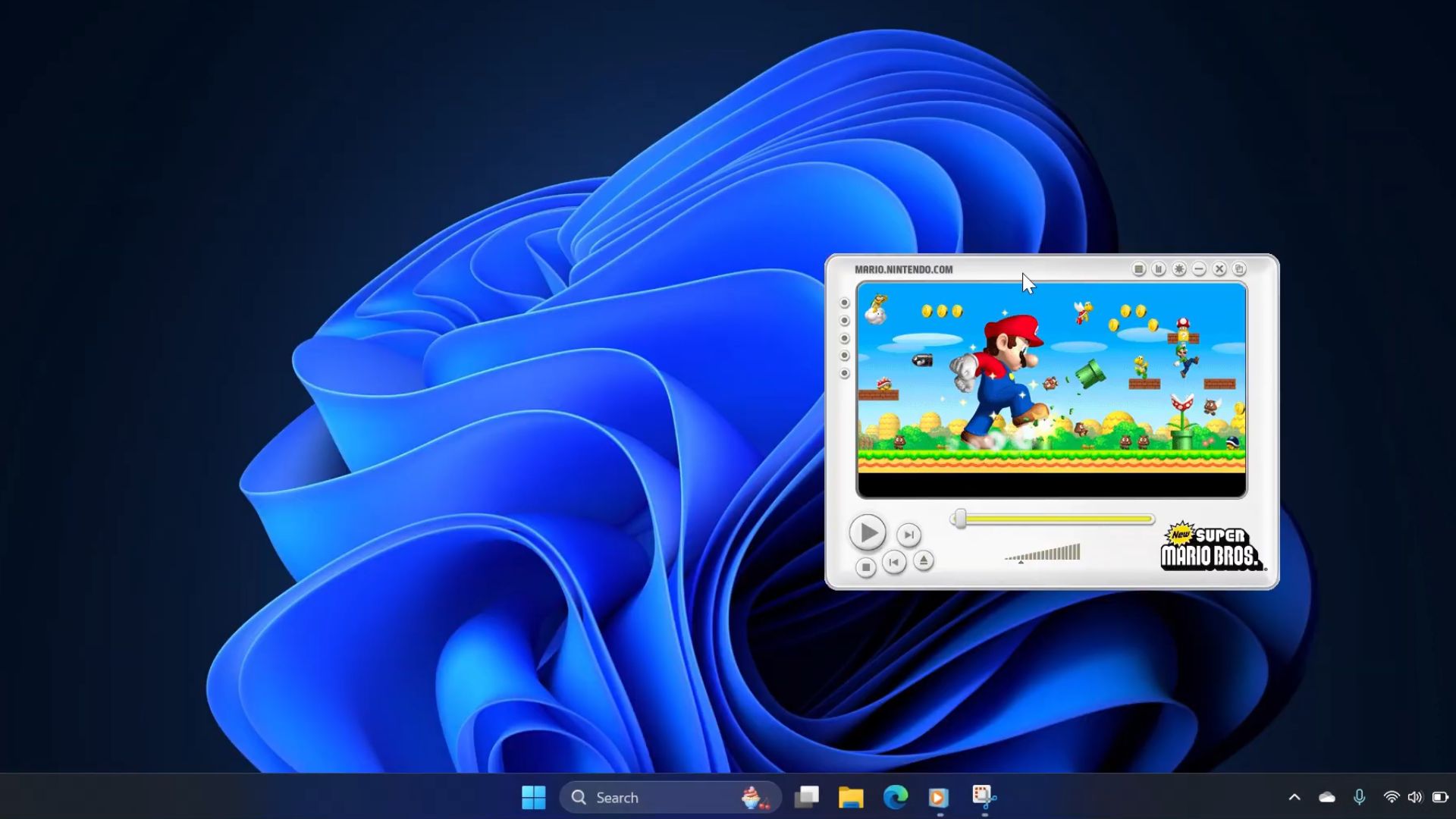 Super Mario Bros skin in Windows Media Player Legacy on Windows 11 PC