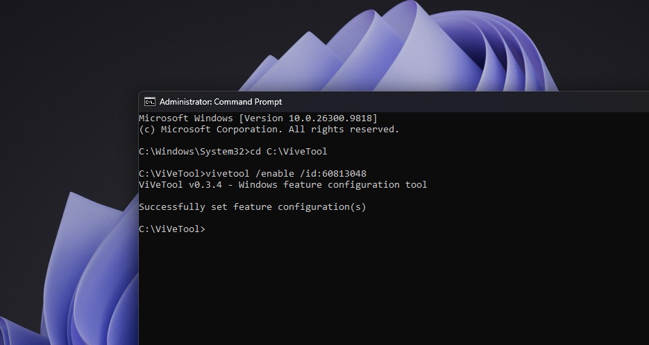 ViVeTool ID to force enable the new Context menu
