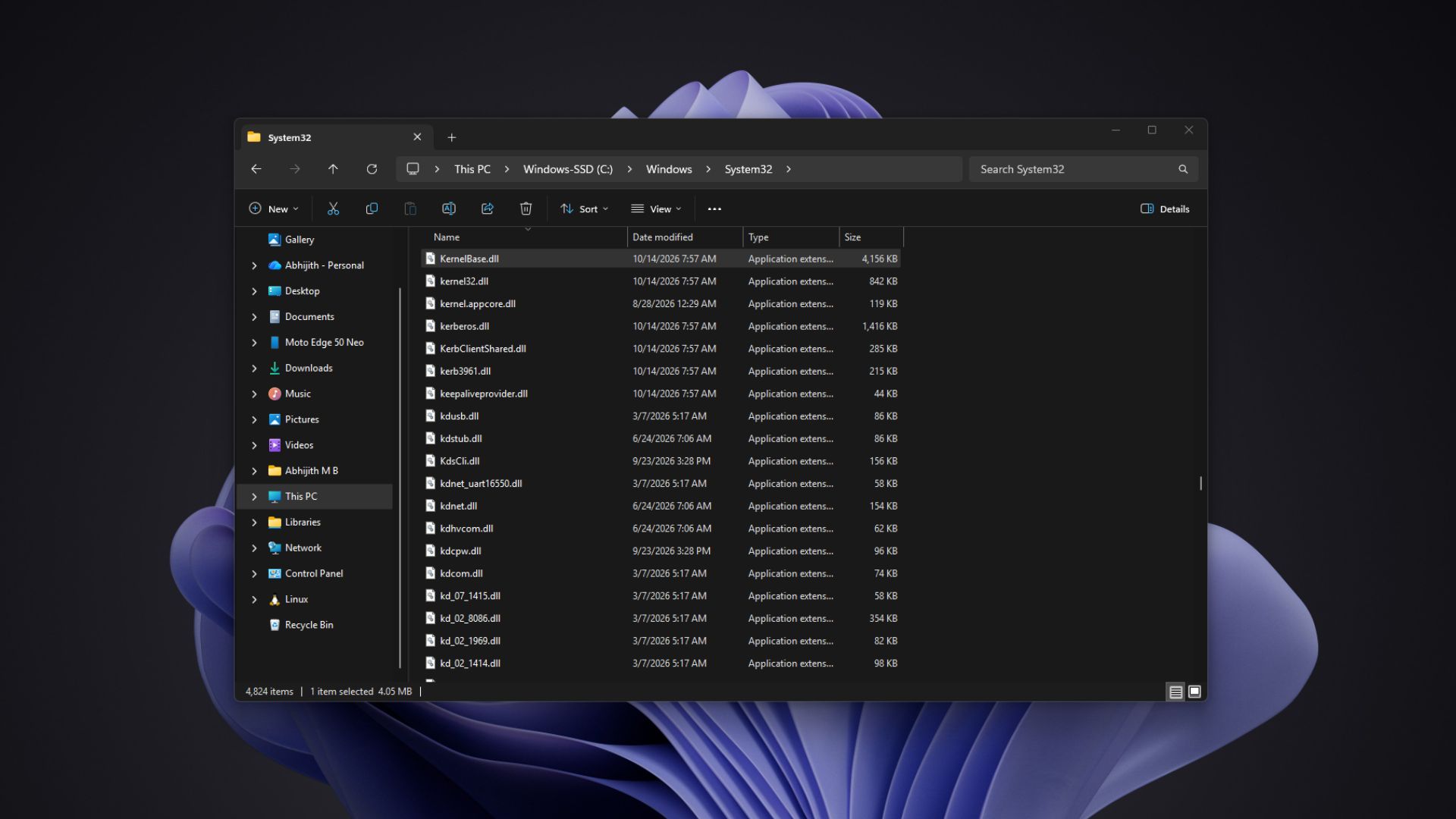 Windows 11 26H2’s System32 folder still lists core files like kernel32.dll in the 8.3 format