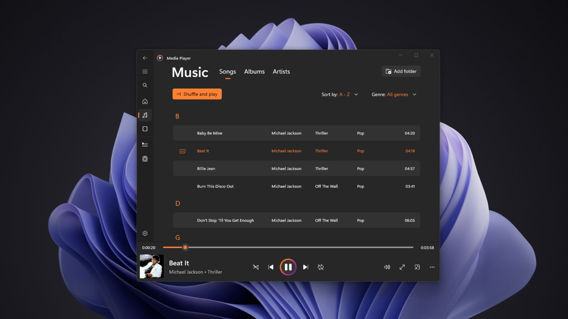 Windows 11 Modern Media Player