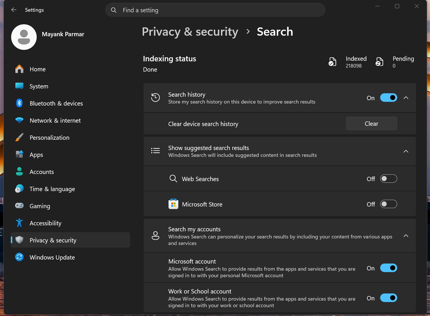 Windows Search disable Bing