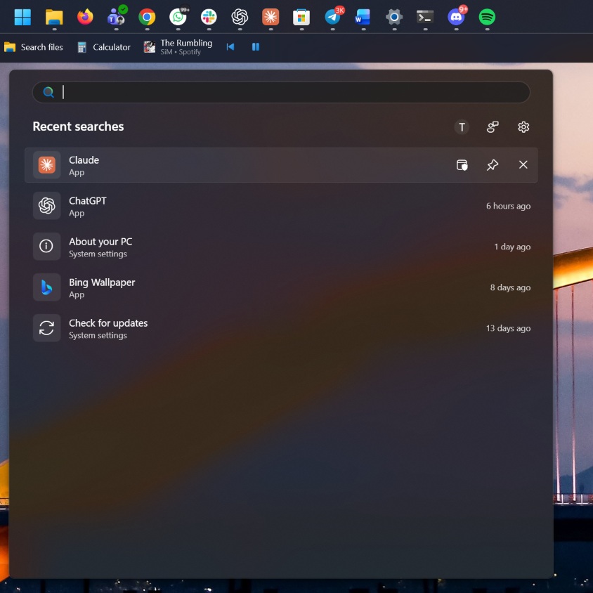 Windows Search new homepage