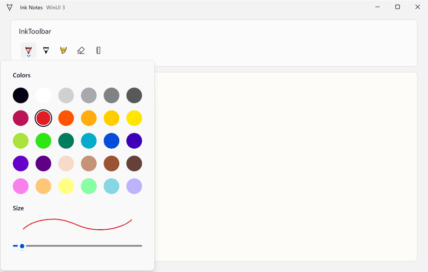 Working of InkToolbar