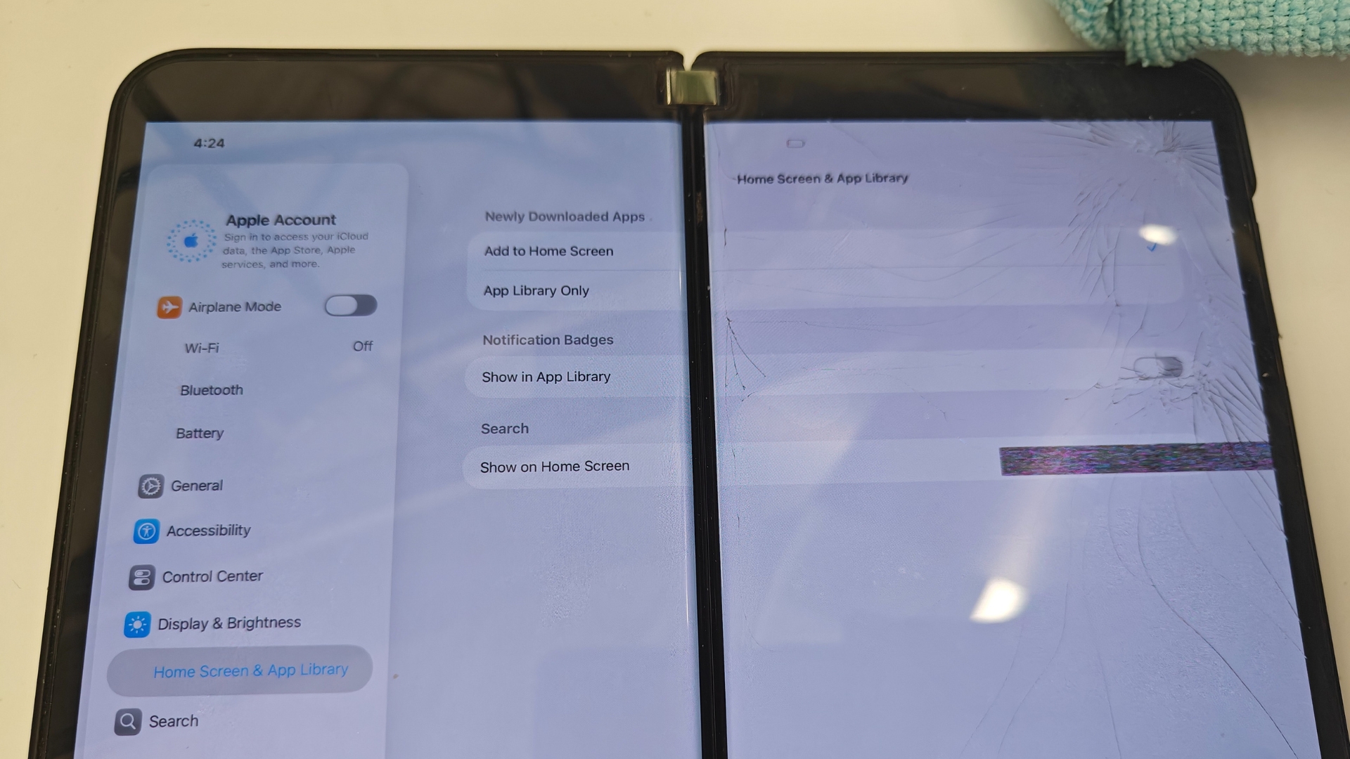 iOS 26 running natively on Microsoft's Surface Duo 2