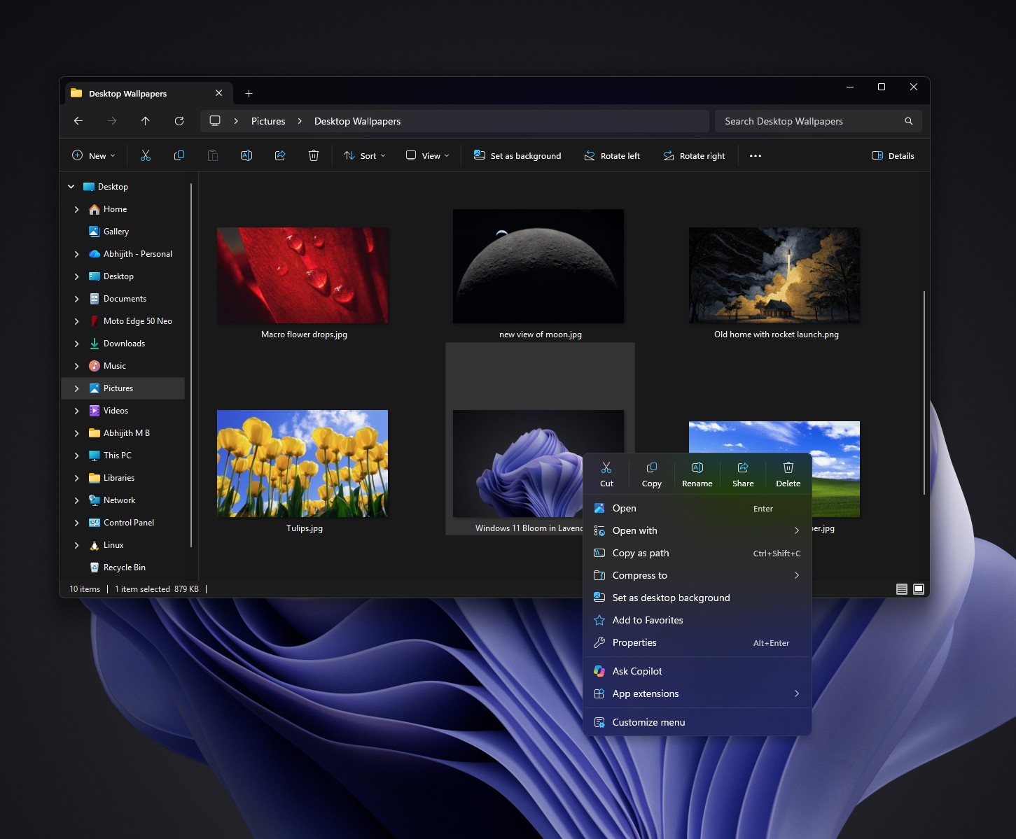 New default context menu after the update