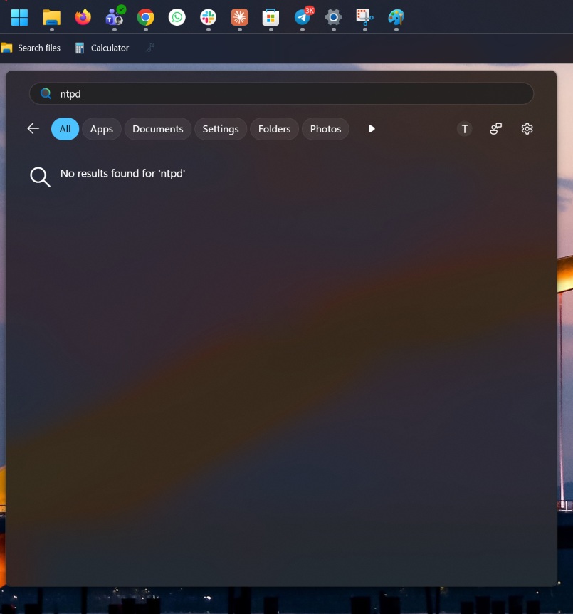 ntpd in Windows Search